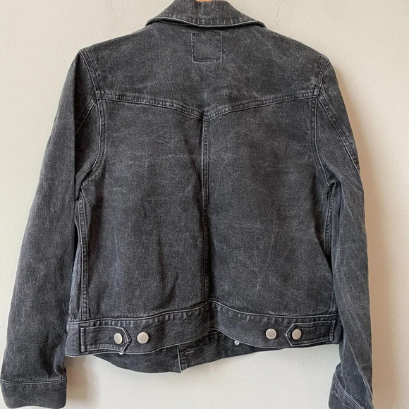 Isaac Mizrahi for Target Women's Medium Double Breasted Black Denim Jean Jacket - Picture 12 of 16